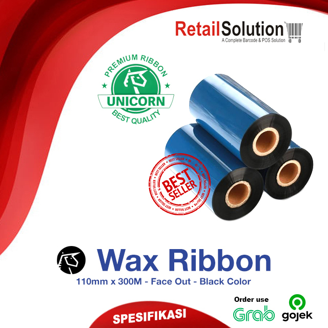 Ribbon Barcode Printer Label Wax 110x300 M / 110 x 300M / 110x300M