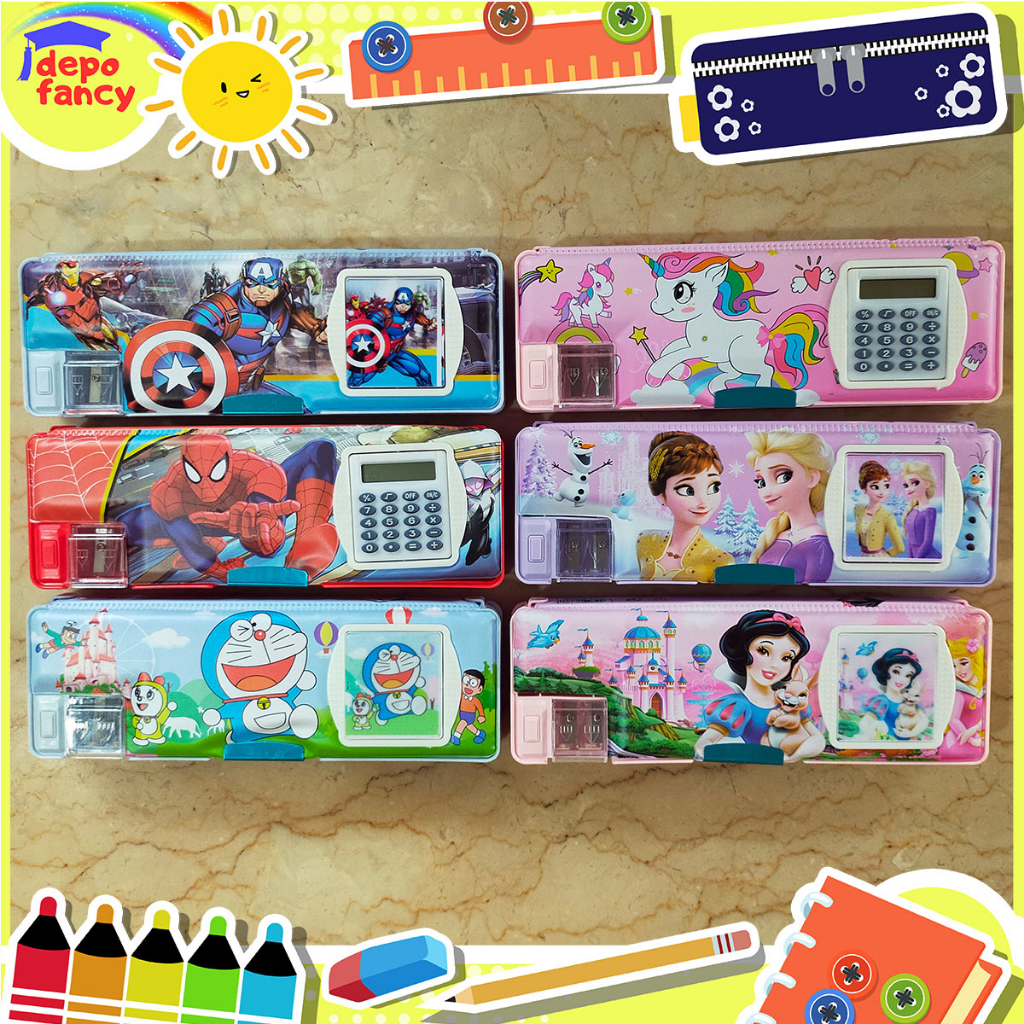 

Kotak Pensil Magnet Karakter C-776 2 Sisi DOFF + Kalkulator + Rautan / Pencil Case / Boks Pensil / Box Pen / Tepak Pensil / Tempat Pensil