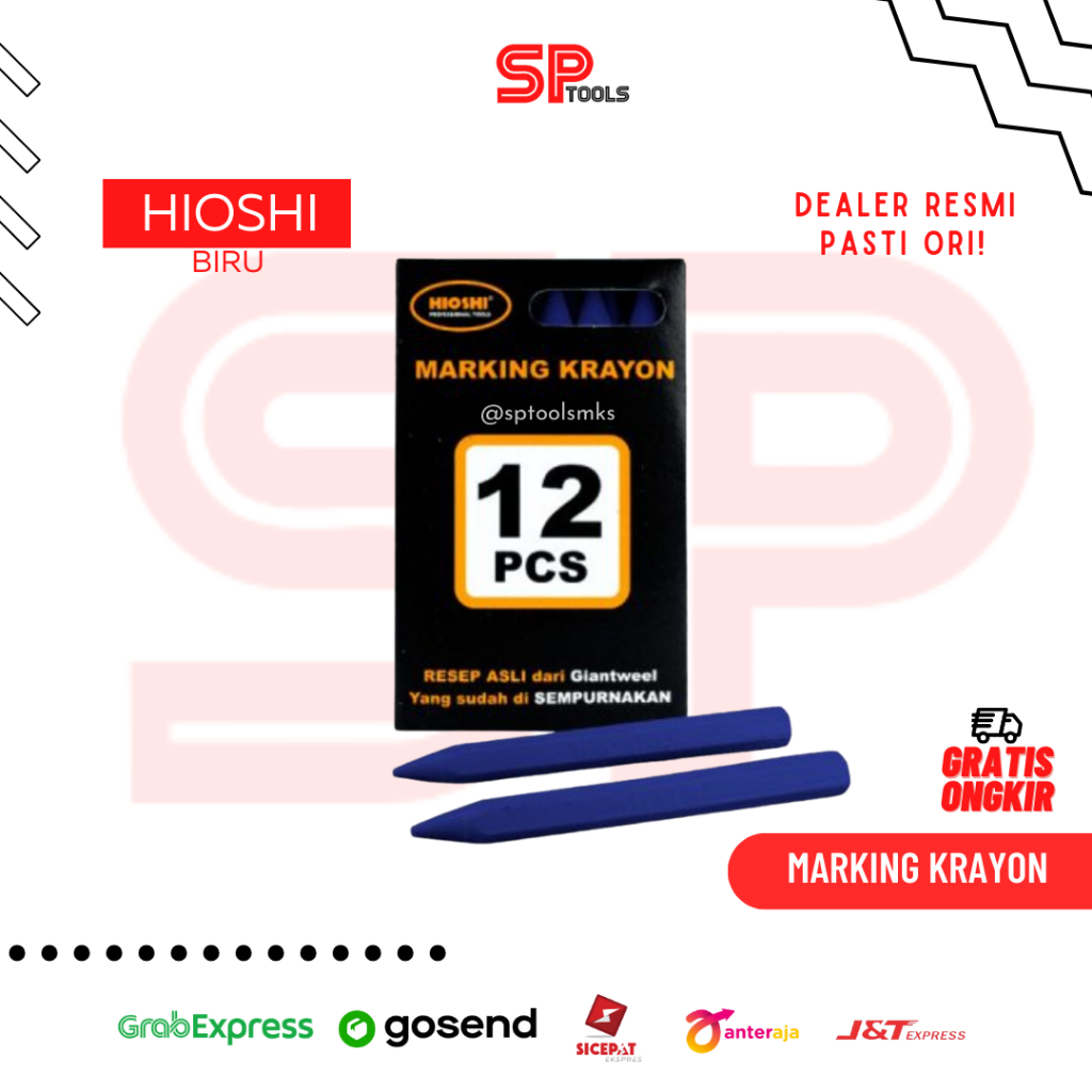 

KRAYON MARKING KAPUR CRAYON KAYU BESI KACA BIRU 12PCS HIOSHI GIANTWELL