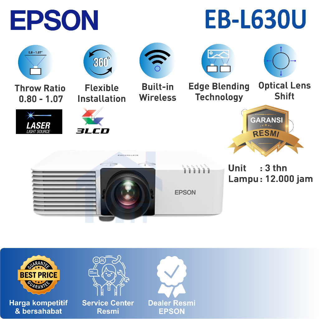 ( Packing Kayu ) Proyektor Laser EPSON EB-L630U EB L630U L630 U WUXGA 6200 LUMENS ORI