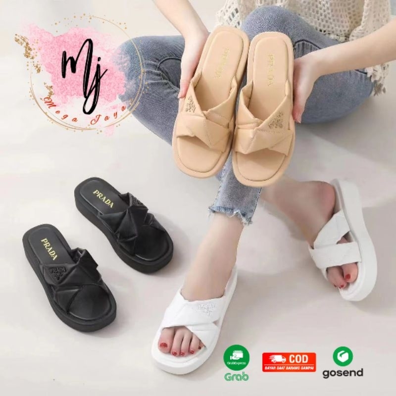 Sandal Wedges Slop Sandal Fashion Wanita Import