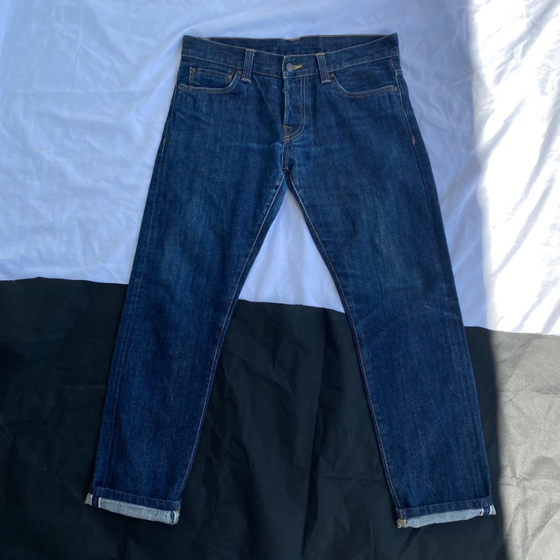 Celana jeans Selvedge Carhartt privaater buttonfly long pants navy second preloved