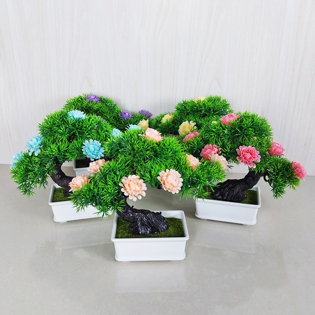 Tanaman Hias Plastik Ornamen Pot Bonsai Tanaman Bunga Pajangan Dekorasi Rumah Import Artificial Flower Satu7an PBP85