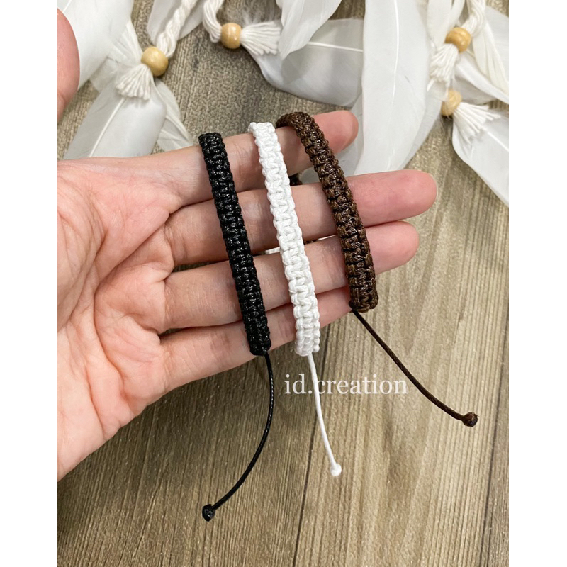 Gelang Tali Anyam Polos Tali Korea 1mm Kepang Anyam Hitam Coklat Putih Biru Orange