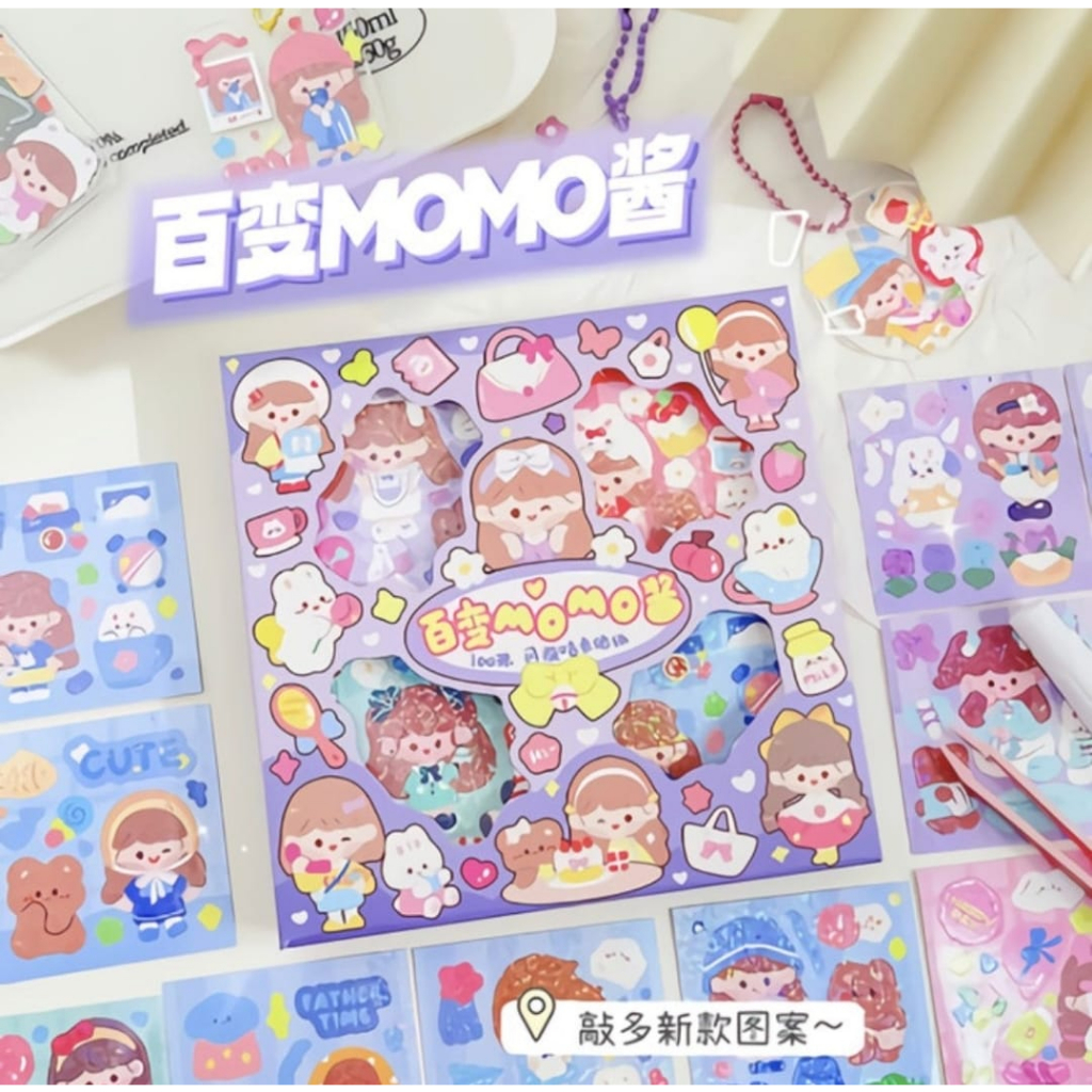 Stiker waterproof stiker momo isi 100pcs / Stiker tempel Tumbler Buku Dll/ Stiker anak lucu