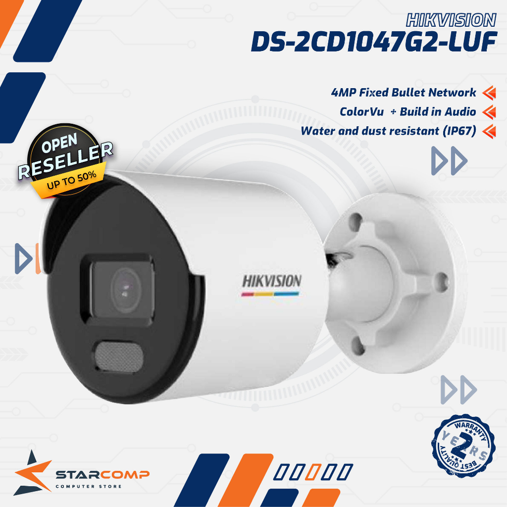 IP Camera HIKVISION DS-2CD1047G2-LUF Outdoor 4MP ColorVu Audio PoE WDR