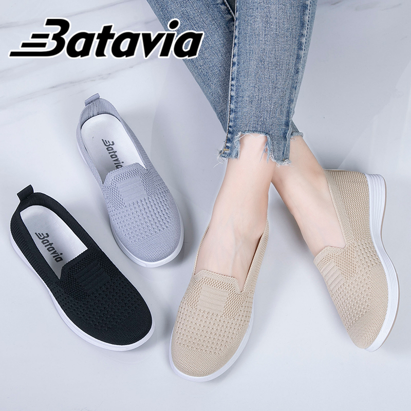 Batavia 2023 baru import Sepatu flatshoes wanita sepatu slip on flat wanita rajut premium bernapas Sepatu Wanita ibu sepatu wanita Fashion sepatu ibu Shoes Sepatu pantafel Wanita  sepatu wanita korea A168