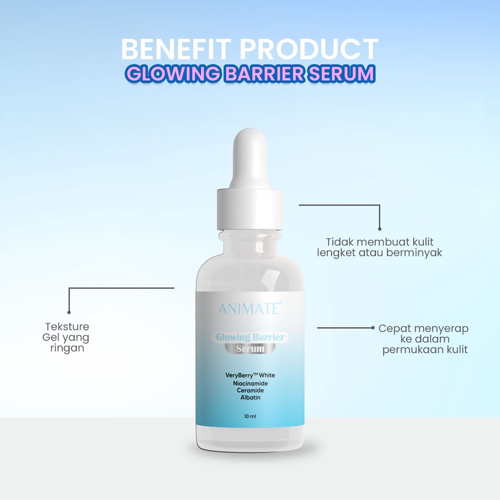 Animate Glowing Barrier Skin Repair Series 5in1 Paket Skin Barrier Repair Facial Wash Serum Barier Toner Day Pagi Malam Night Cream Untuk Memperbaiki Skin Barier