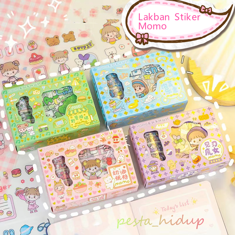 

【PH】(1Box isi 4 Roll & 10Lembar ) Sticker botol minum 2D plastik anti air/Buku Diary Stiker Motif/Stiker Anti Air / Lakban Stiker Momo