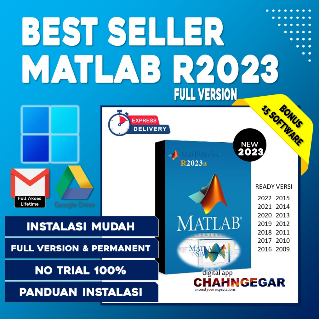 Matlab 2023, 2022, 2021, 2020, 2019, 2018 + simulink + video panduan install Matrix Laboratorium