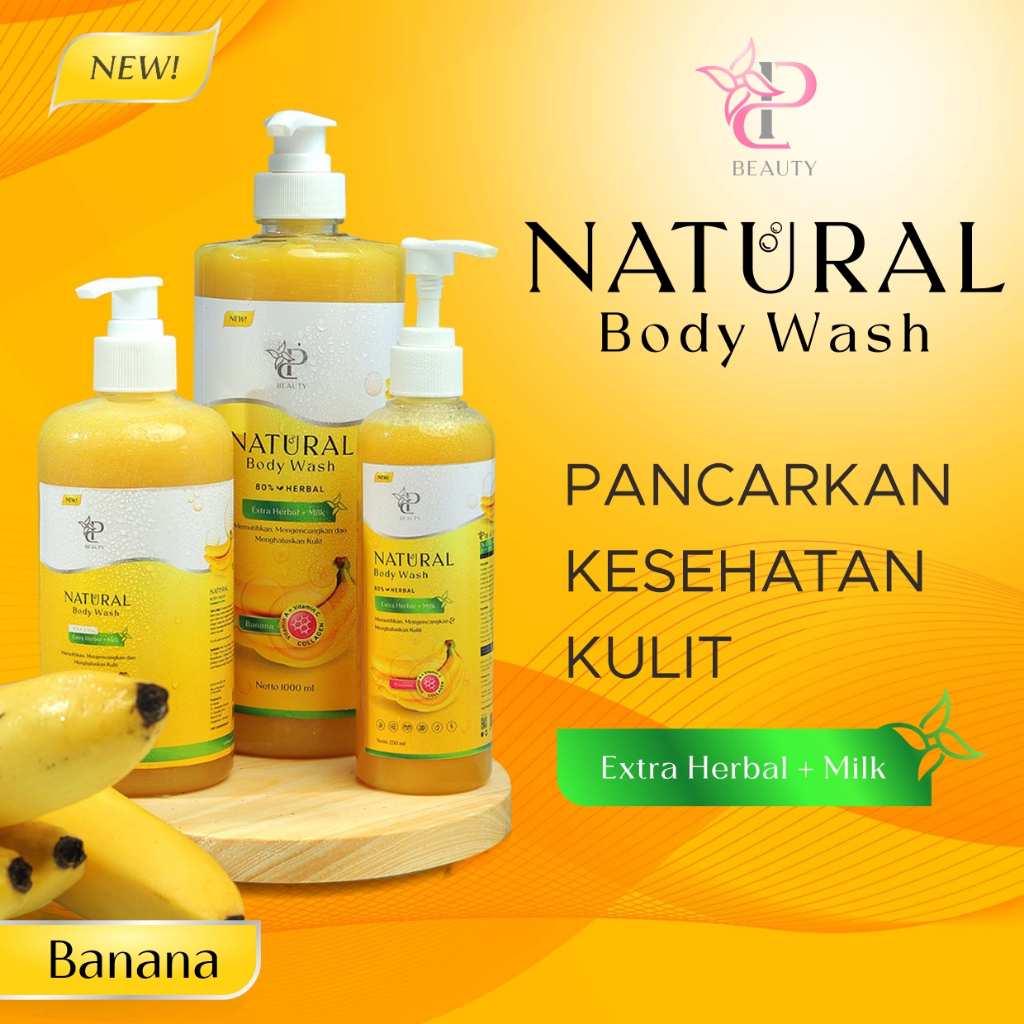 Sp Beauty Body Wash sabun cair herbal. Extra banana 1000ml vitamin C. A &amp; Collagen. - Sabun mandi cair pemutih badan sabun cair pemutih .sabun cair herbal banana