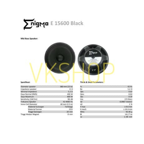 Speaker Enigma 15inch E 15600 BLACK / E-15600BLACK / E15600BLACK