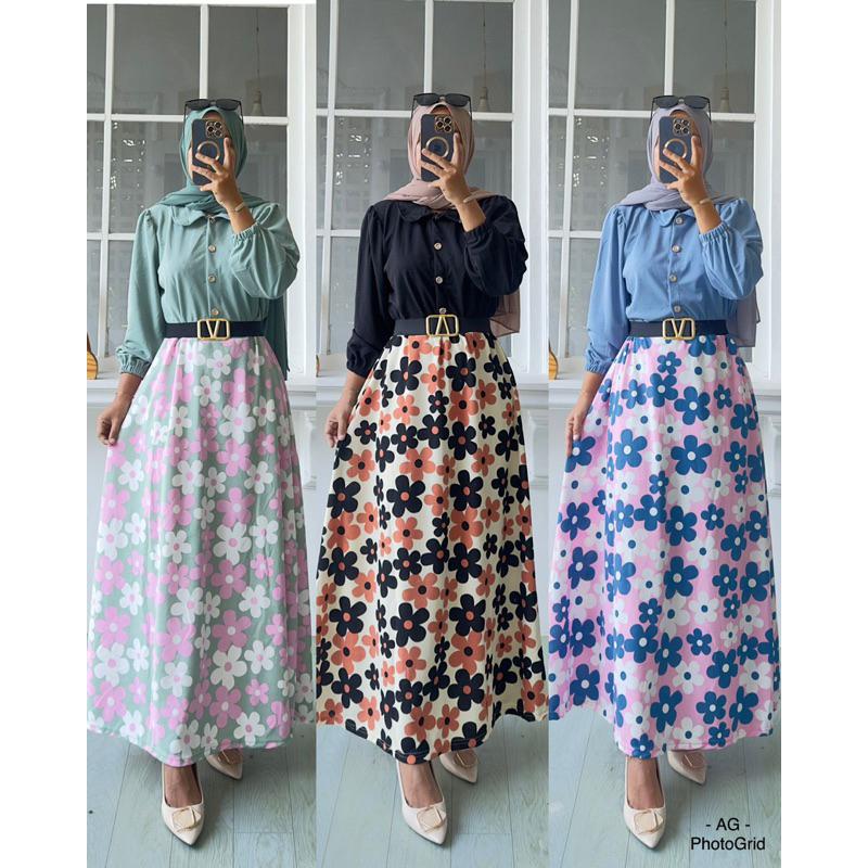 Gamis voxy bunga free belt