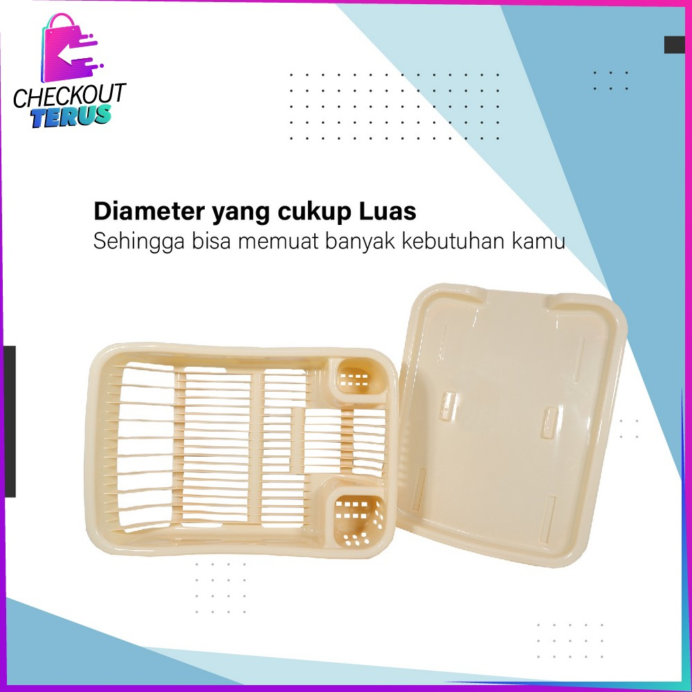 CT C845 Rak Piring Plastik Serbaguna dengan Nampan Rak Tirisan Piring Wastafel Dish Drainer Rak Pengering Cuci Mangkok Gelas