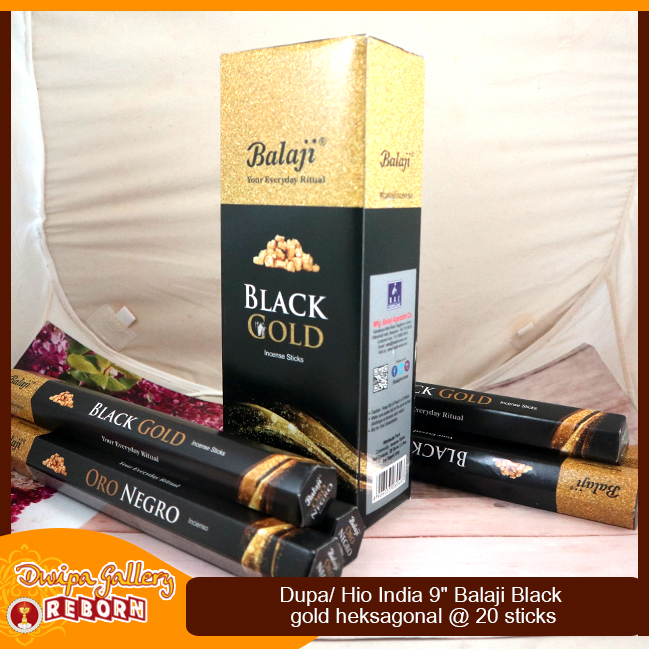 Dupa Hio India Wangi Black Gold Balaji Hexagon 1 box 6pcs @20stick