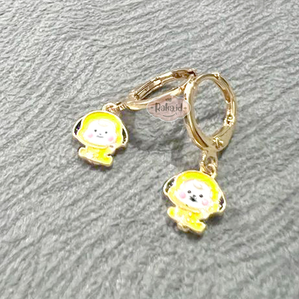 Anting Clip / Klip Bulat Motif Chimmy BT21 Perhiasan Aksesoris Wanita / Anak 1035