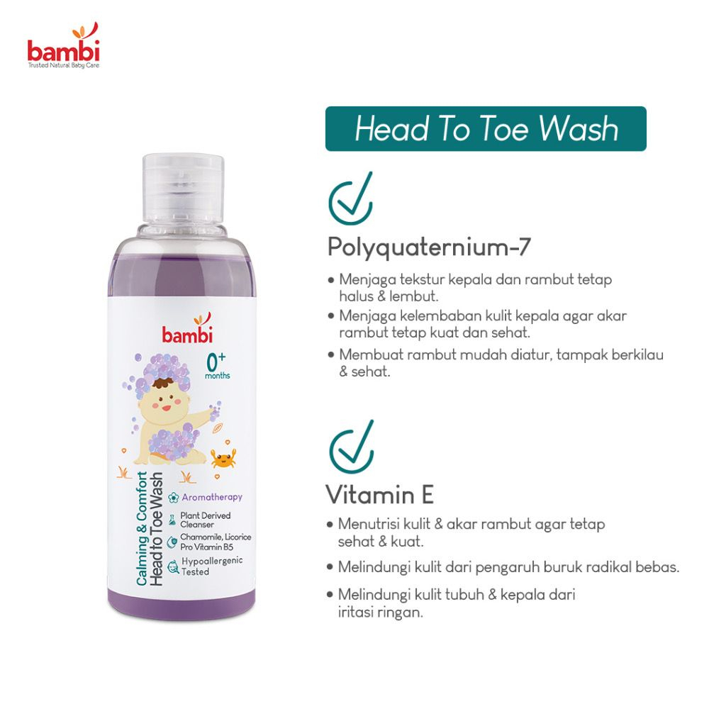 Bambi - Baby Hair &amp; Body Bath 2in1 - Calming &amp; Comfort Head To Toe Wash - Sabun Mandi &amp; Shampoo Bayi