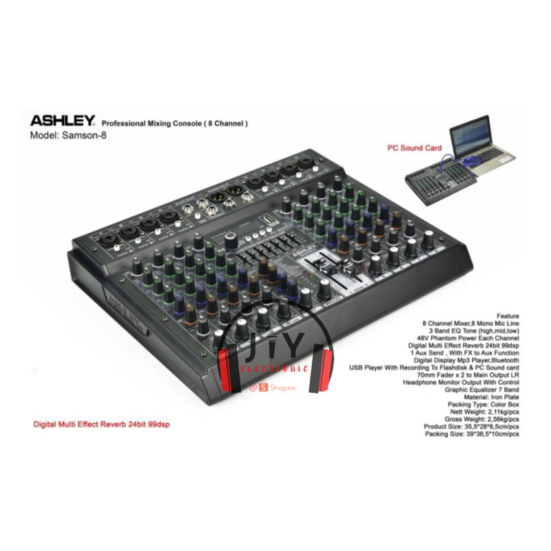 Audio Mixer Ashley 8 Channel Samson8 Samson 8 Original