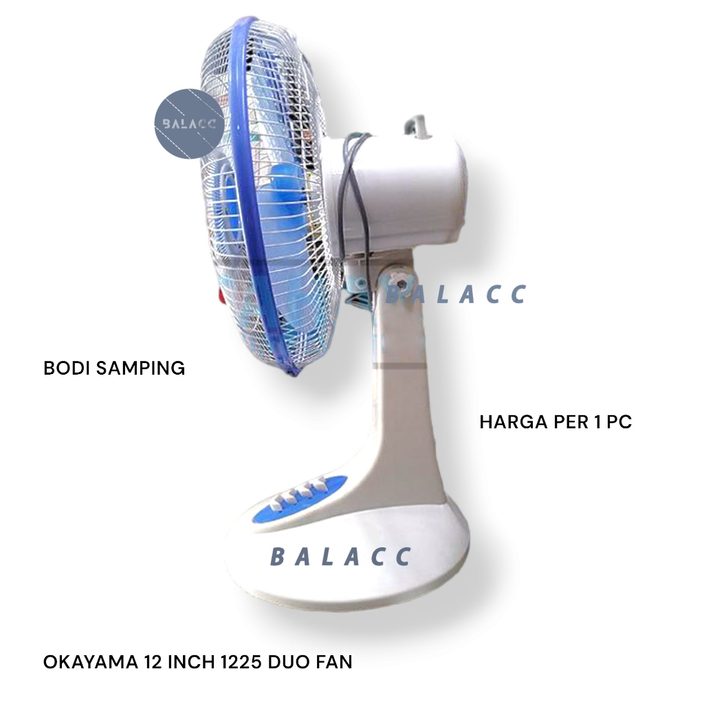 Okayama 12 inch - 1225 Duo Fan - Kipas Angin 2IN1 - Meja &amp; Dinding - Wall Desk