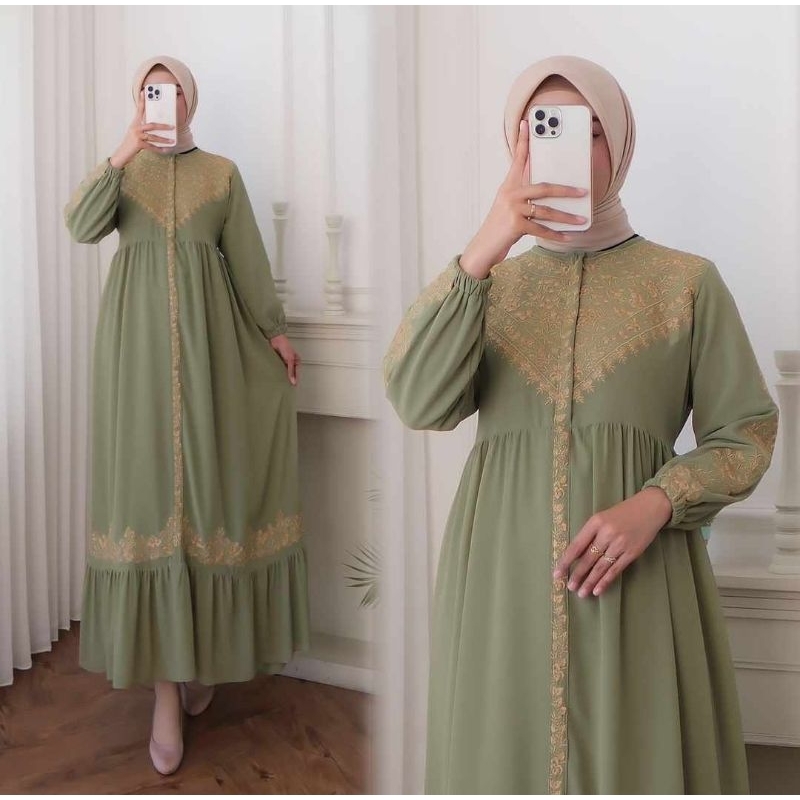 GAMIS MINT / GAMIS CERUTI HIJAU ARMY / GAMIS HIJAU SAGE/GAMIS SYARI CERUTI / GAMIS BORDIR CERUTY IJO
