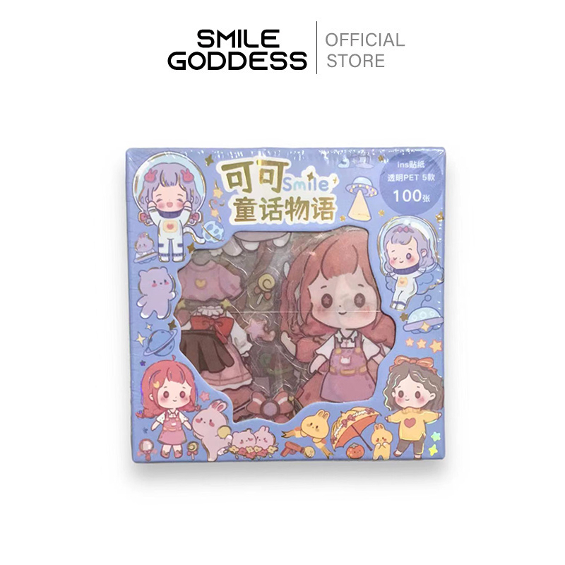

Smile Goddess 100 lembar stiker DIY dekoratif tahan air kartun Korea yang lucu dan tahan air N11