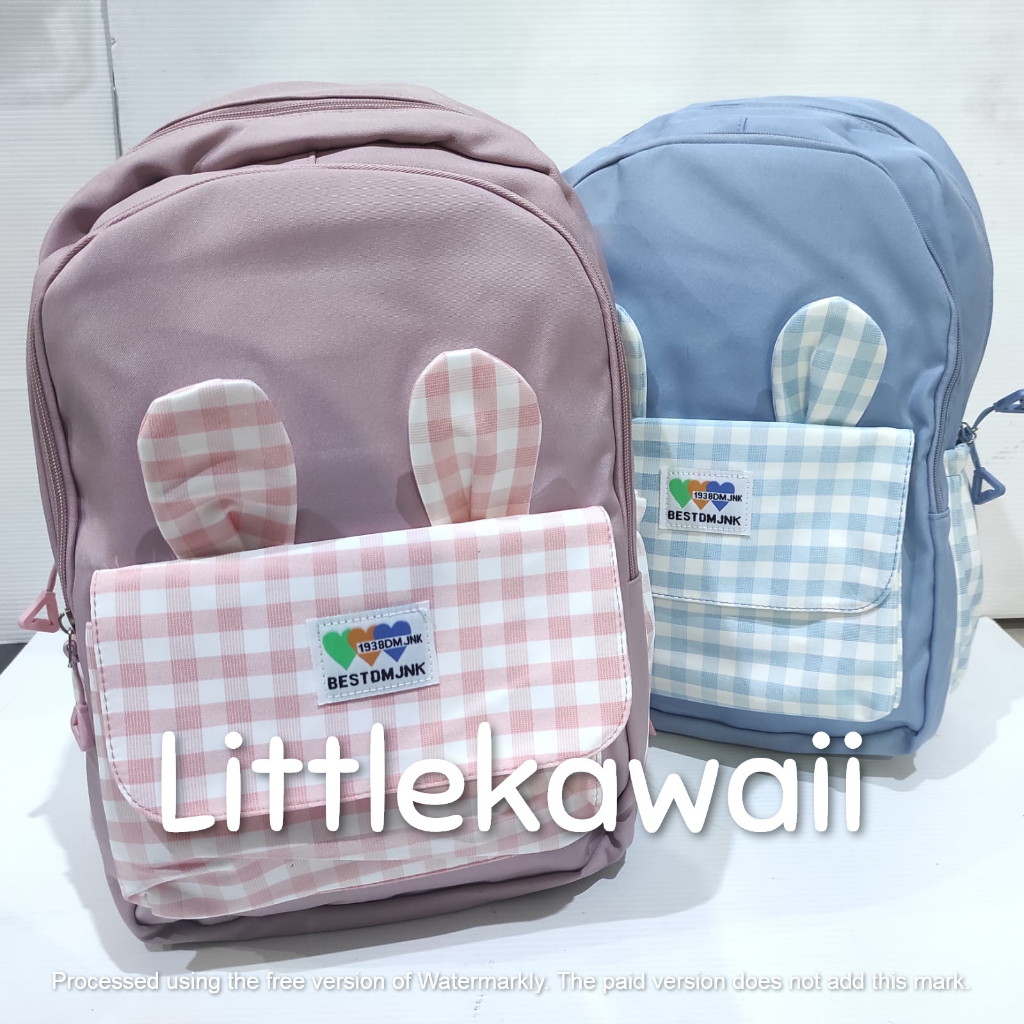 LK/Tas Ransel Laptop Backpack Parasut Sekolah Fashion Korean Style Anak Remaja Dewasa Rabbit Gesper Minuoqi Mix Import