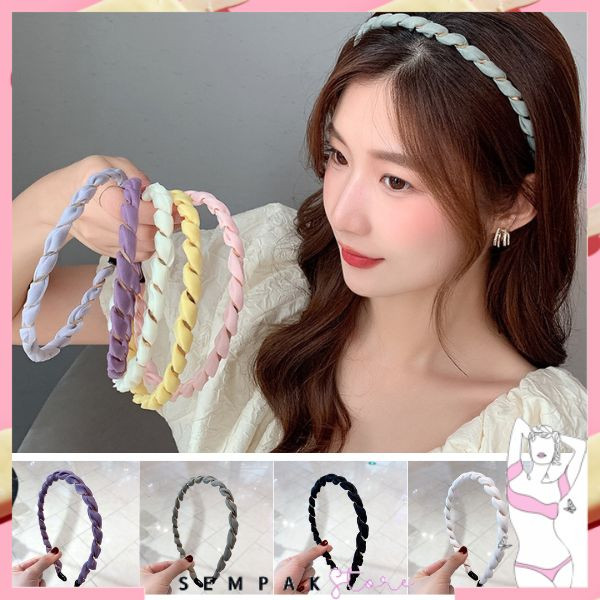 SS BANDO KOREA WANITA DEWASA SATIN TRANSPARAN LILIT EMAS BANDANA MODEL SPIRAL TALI KEPANG HEADBAND AKSESORIS RAMBUT FASHION KEKINIAN CANTIK IMPORT