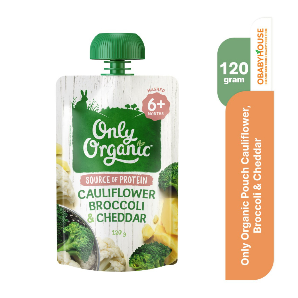 Only Organic Pouch Cauliflower, Broccoli &amp; Cheddar 6+ months 120 gr