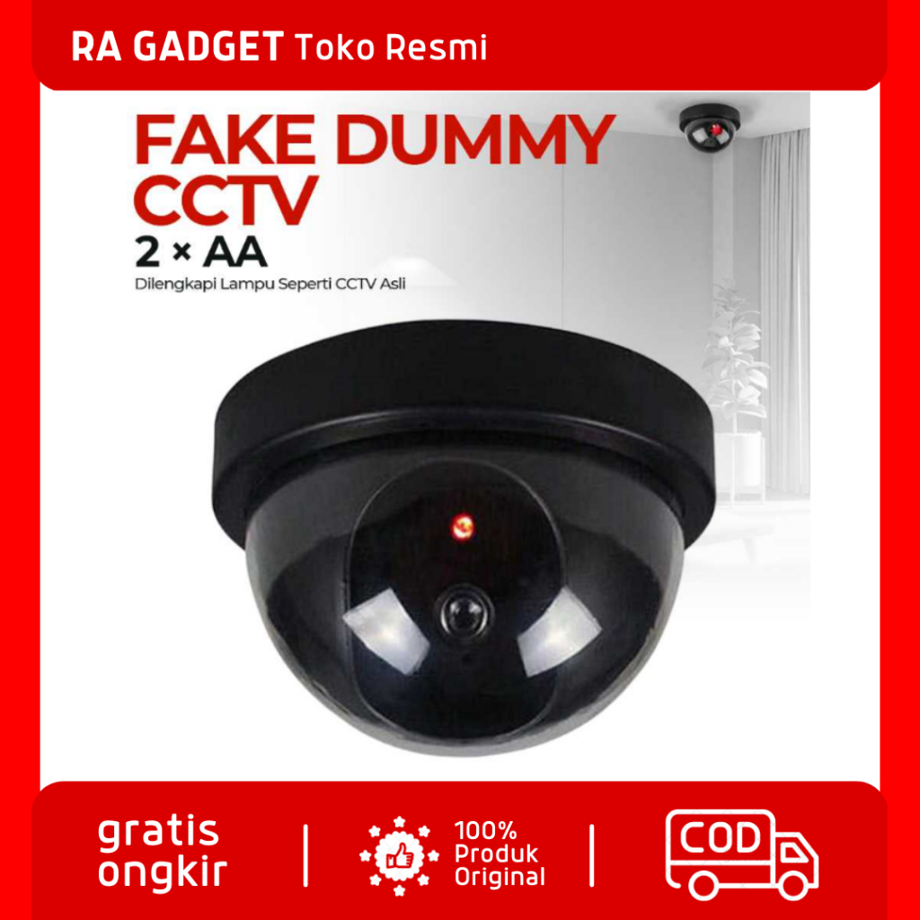 Fake Dummy Dome CCTV / Cctv Palsu Mirip Asli Lampu Outdoor Kamera Simulasi Replika Tiruan Dumy Ada Lampu Sensor Gerak Termurah / Kamera Camera Pengintai Pantau Anti Maling Pencuri Rumah Toko Kios Mini Tersembunyi Palsu Mirip Asli Security Keamanan Origina