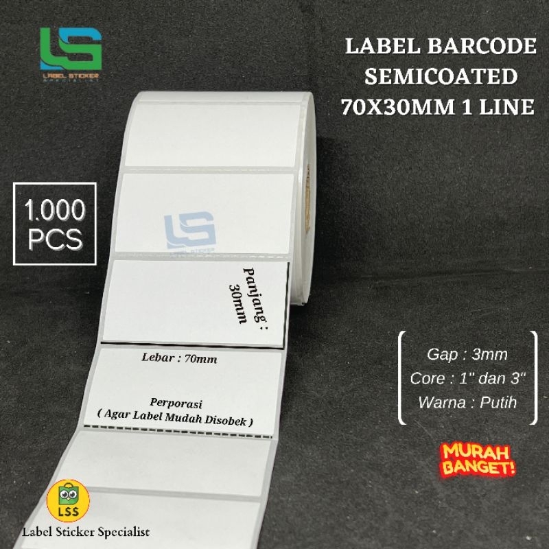 

Label Barcode Semicoated 70x30 MM Isi 1000 PCs