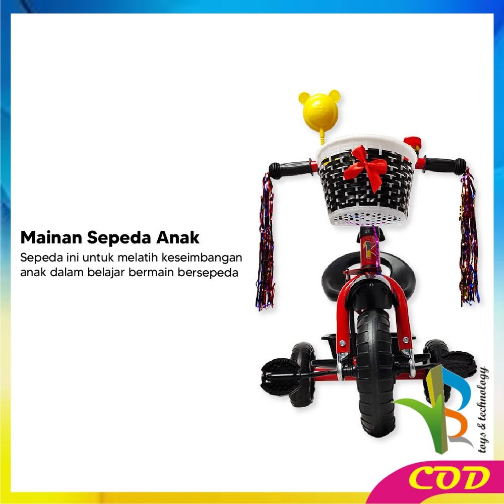 RB-M307 Mainan Sepeda Anak Roda 3 Tricycle Sepeda Keseimbangan Anak Dengan Keranjang / Balance Bike Speda Dorong Ride On Push Bike Import