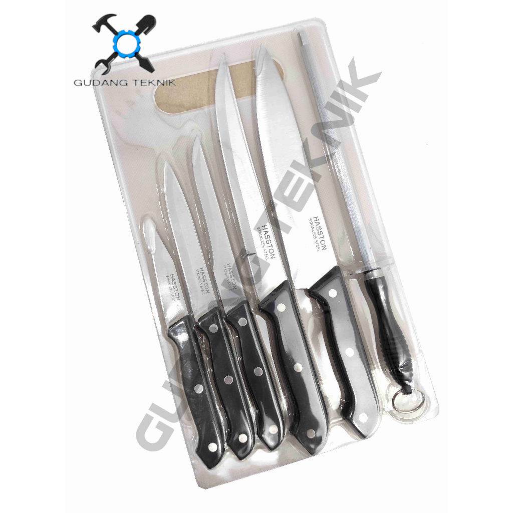 Pisau Buah Sayur Daging Bumbu Dapur SET 7pcs Asahan 3020-015 HASSTON PROHEX Steinless Steel / Pisau Multifungsi Serbaguna 3020 015 HASSTON