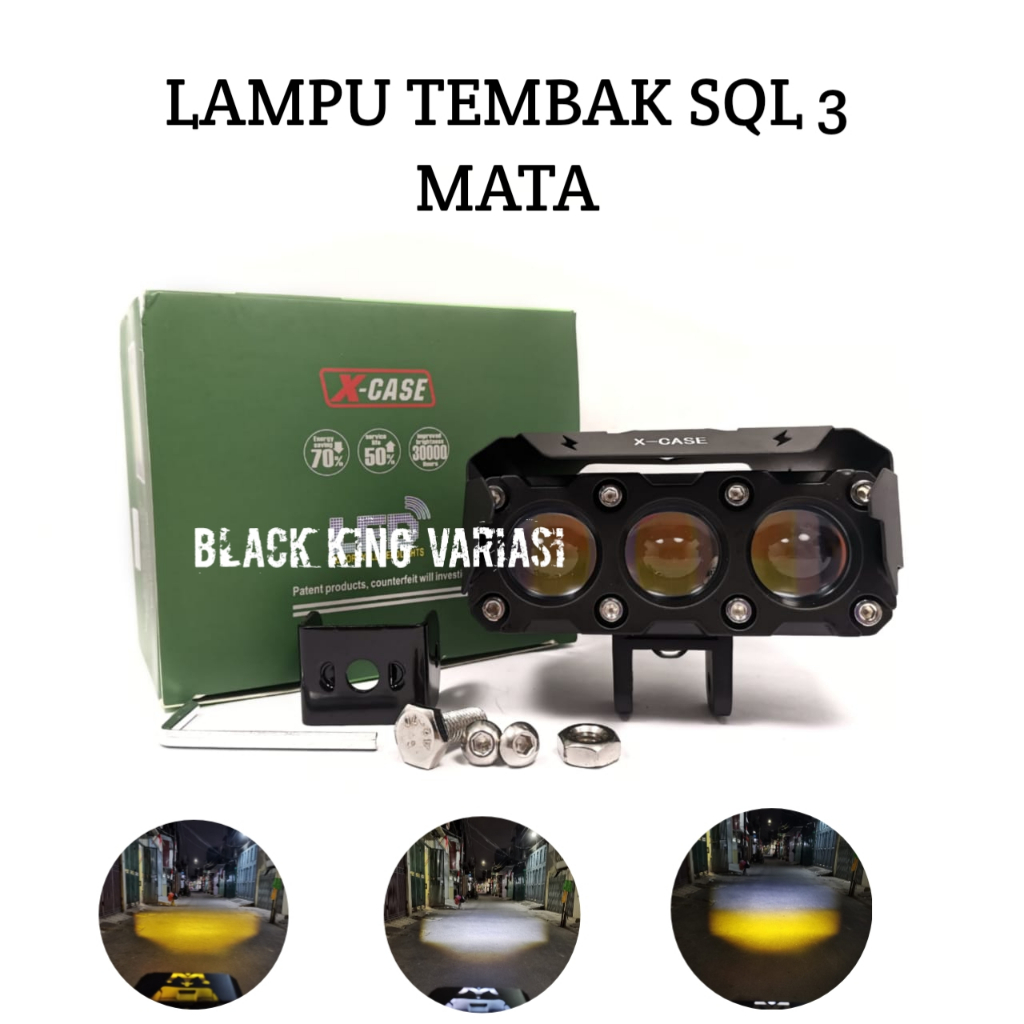 Lampu Tembak LED Foglamp SQL 3 Mata 60W High Low Laser Gun 3 Mata Lampu Lase Gun 3 Mata Lampu Tembak SQL