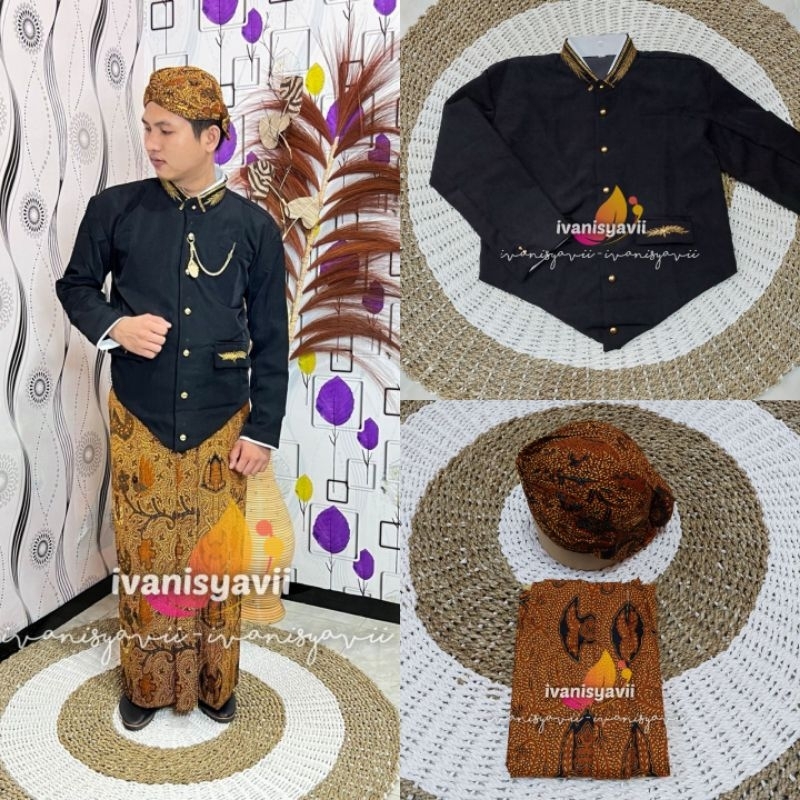 [1set] Pakaian Adat Jawa / Beskap, Jarik + Blangkon Jogja | JBWT
