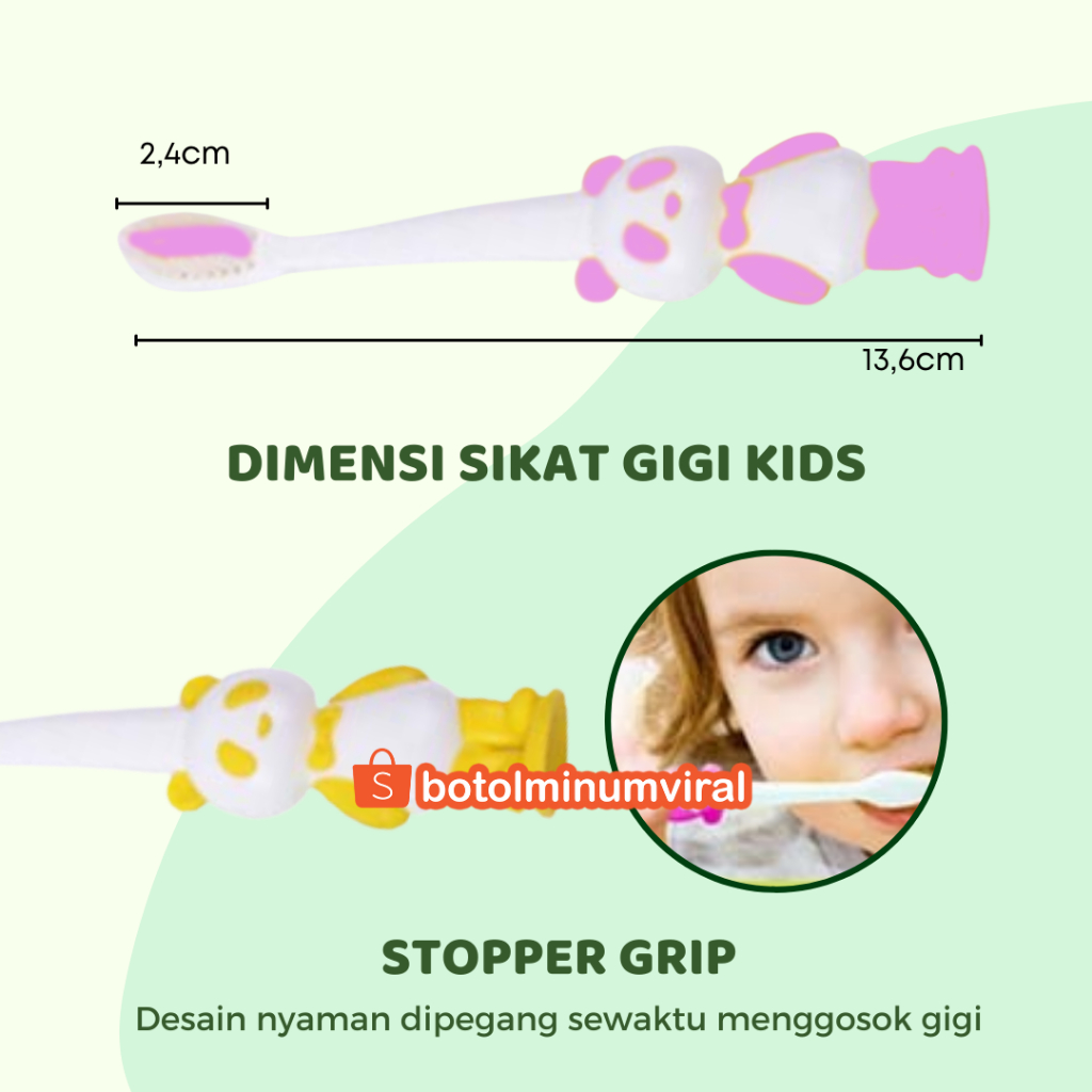 Sikat Gigi Anak U Silikon Bayi Balita Anak Bentuk U 360° Silicone Toothbrush Baby Type U Bisa Untuk Usia 2 / 3 / 4 / 5 / 6 / 7 / 8 / 9 / 10 / 11 / 12 Tahun