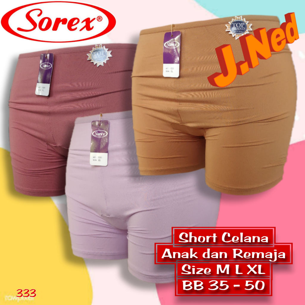 J333 Sorex Celana Short Wanita Remaja/Dewasa  Size M L Xl (Kecil Bb 35 - 55 Kg)