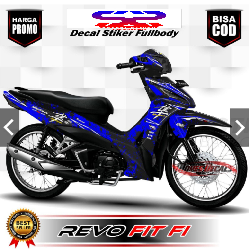 TERBARU STIKER Decal  Revo Fit FI Decal Stiker Motor Revo MotifHayabusa Biru Full Body