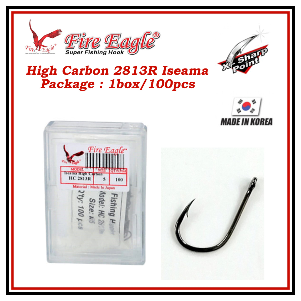 [100Pcs] MATA KAIL PANCING HIGH CARBON ISEAMA FIRE EAGLE HC 2813R FISHING HOOK