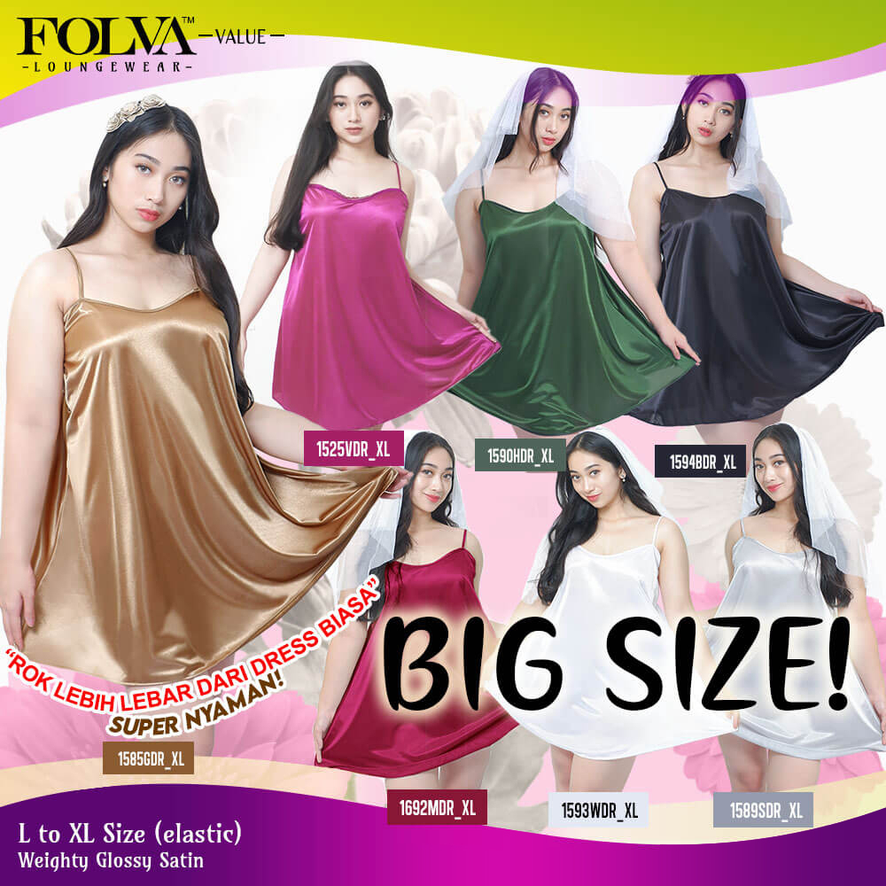 FOLVA lingerie tanktop dress satin mekar big size jumbo