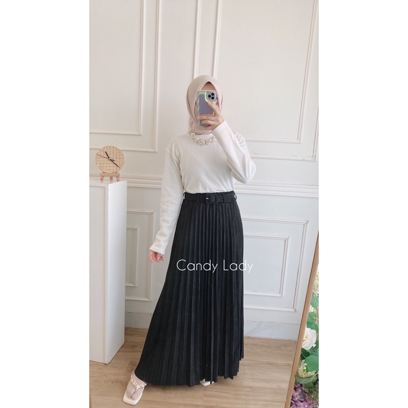 Suede Pleats Skirt Import