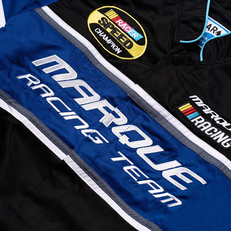 MARQUE.CO RACING TEAM JACKET - Jaket Kasual / Motor dengan Bordir Komputer, Bahan Material Cotton Twill yang Tetap Adem / Sejuk, untuk Pria &amp; Wanita, MARQUE RACING TEAM