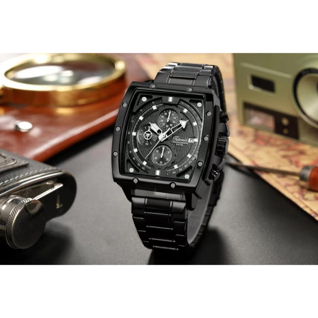 JAMINAN ORIGINAL Jam Tangan Tetonis TS-1002G Strap Stainless steel include Box