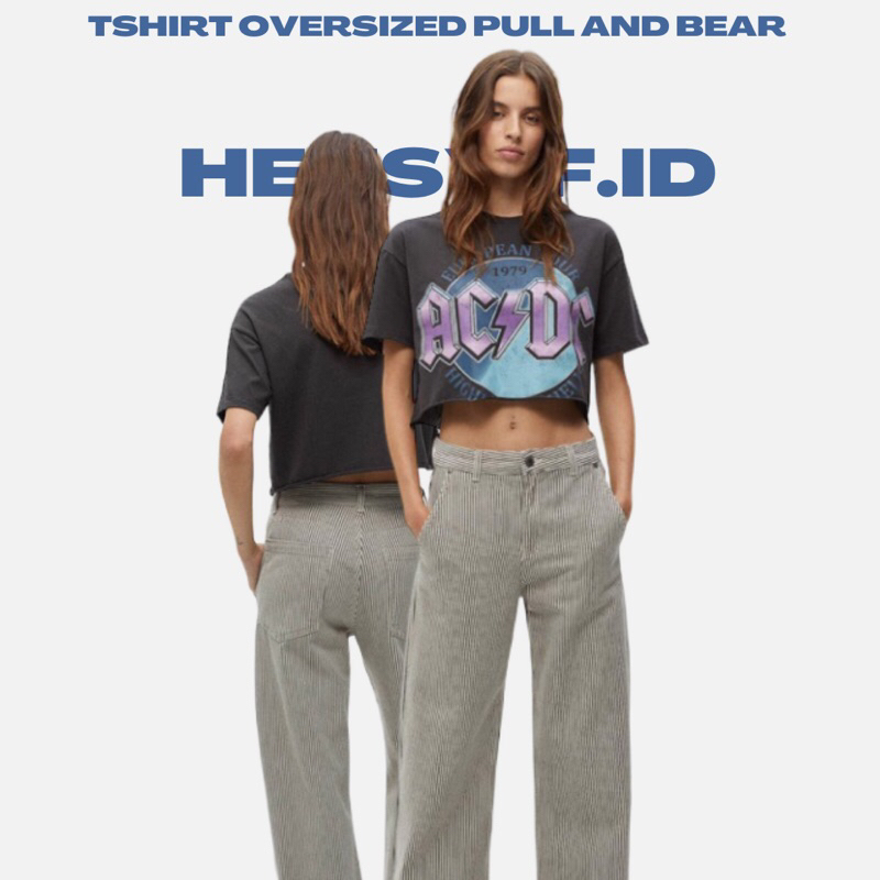 [ORIGINAL TSHIRT BRAND] PULLANDBEA* Tshirt Kaos Oversize Crop TSHIRT ACDC EUROPEAN, 100% Katun ORIGI