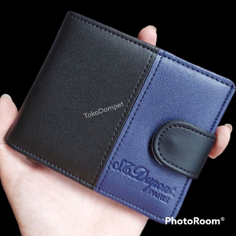 Dompet Pria Model Lipat Kancing Black Navy Pendek