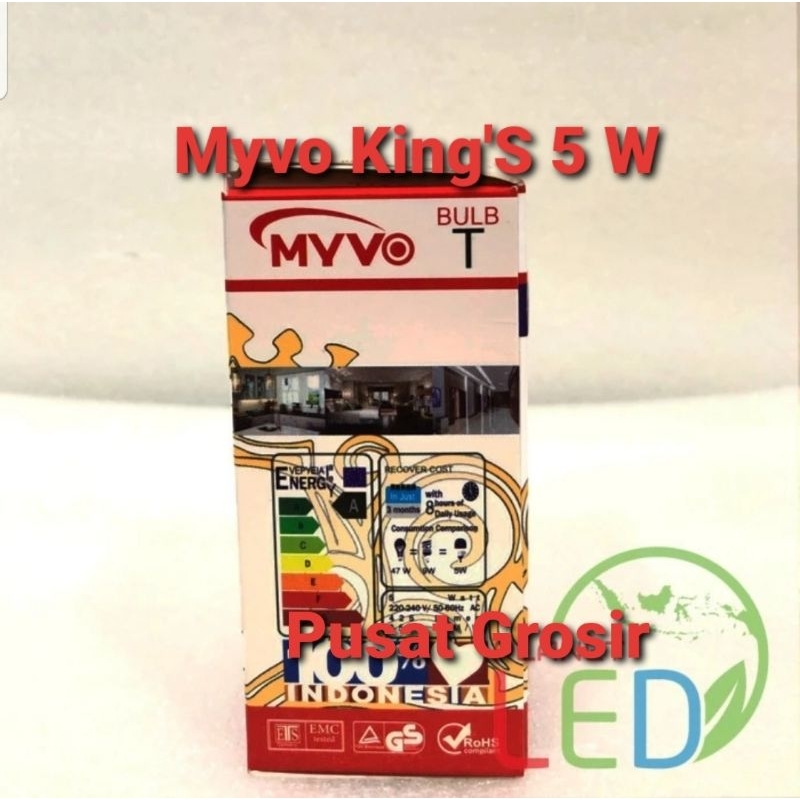 Lampu Led MYVO KING'S 5 Watt 5W Cahaya Putih 6500K &amp; Cahaya Kuning 3000K Garansi 1 Tahun