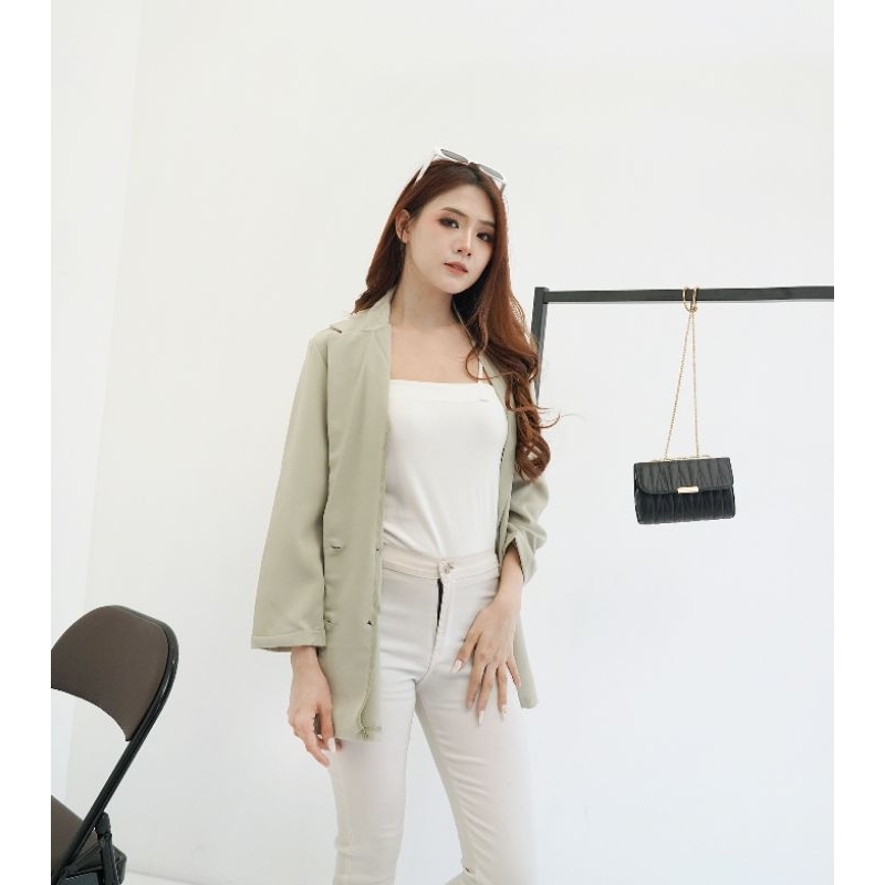 Blazer Wanita Kantor Blazer Kancing Basic Casual Premium Import