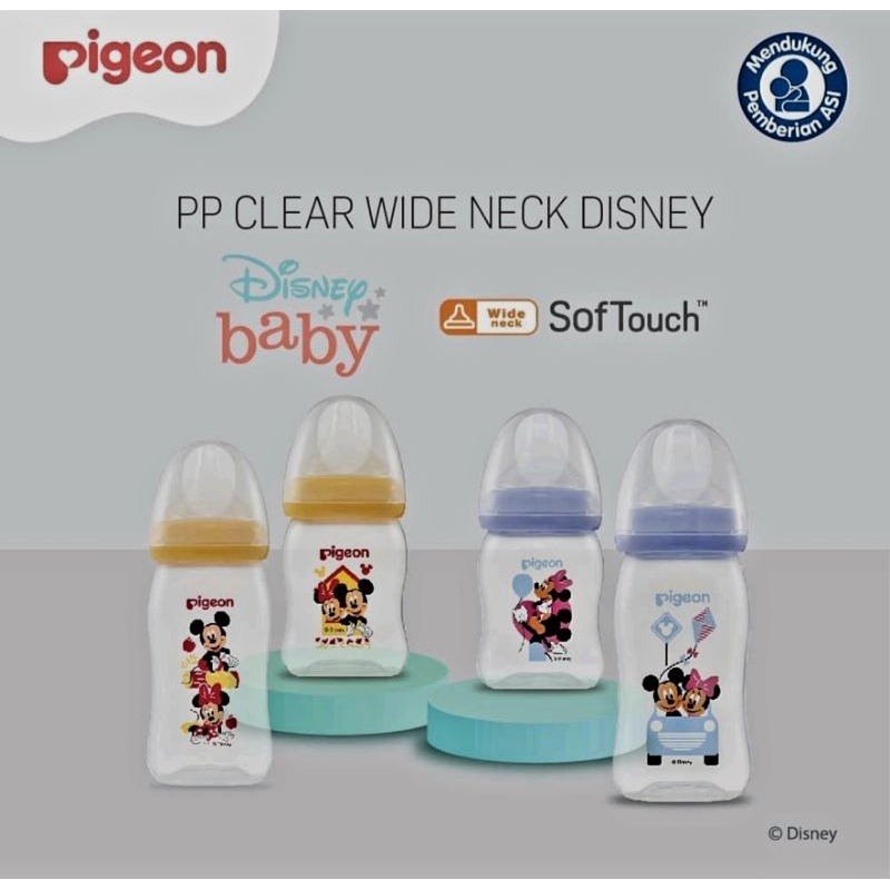 ORIGINAL PIGEON Botol PP Clear Wide neck 160ml Mickey Minnie 240ml / Botol Pigeon Wideneck Peristaltic Plus Disney