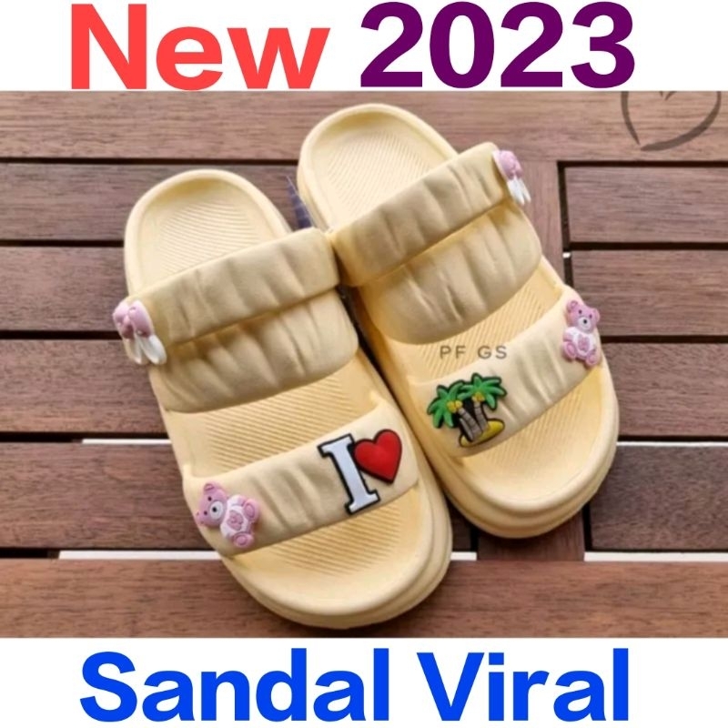 Sandal Gunung Viral Jibbitz Ringan, tebal, exclusive, elegan, kekinian terbaru 2023