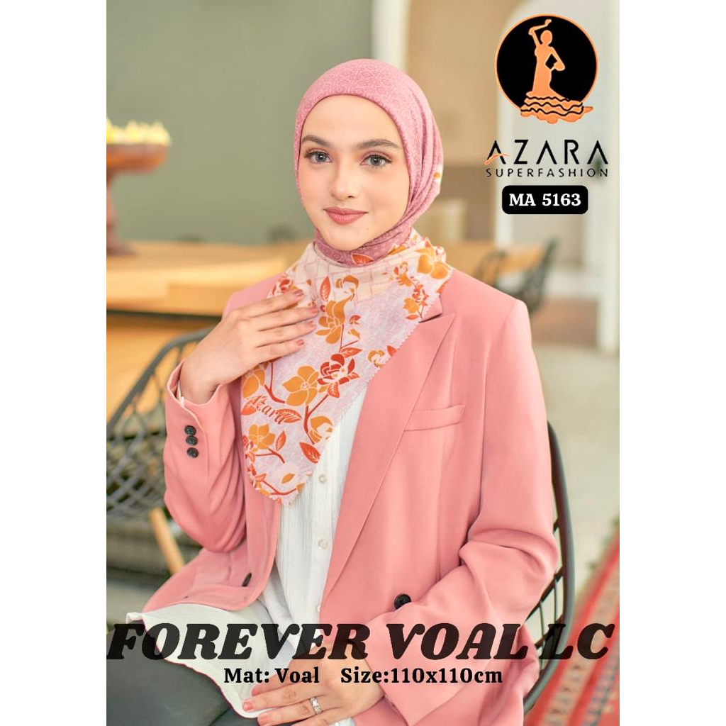 Azara Hijab Segiempat Forever Voal Motif Printing Lasercut Corak Terbaru