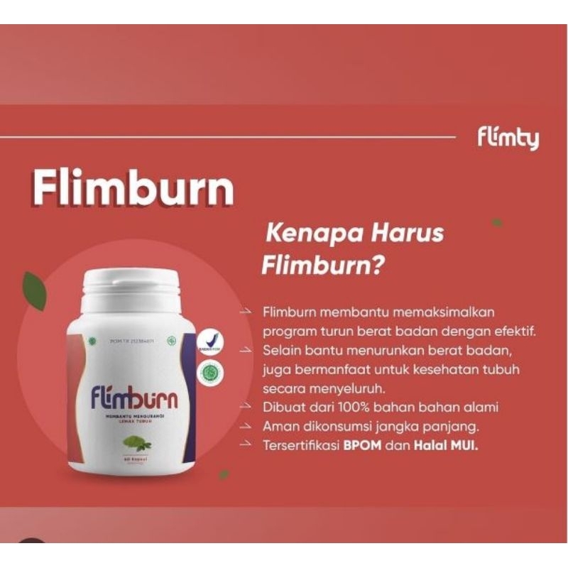 FLIMBURN FAT BURNER DAN SUPLEMENT PELANGSING FLIMTY isi 60 Kapsul
